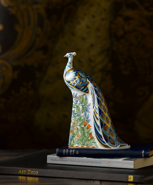 Royal Crown Derby Manor Peacock William Morris Bird Paperweight