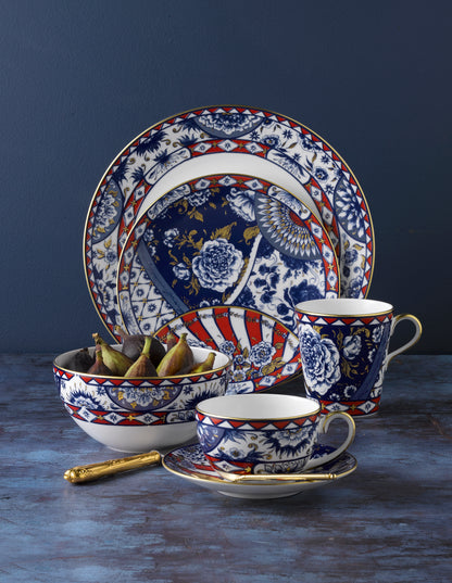 Royal Crown Derby Victorias Garden Blue and Red Cake Stand