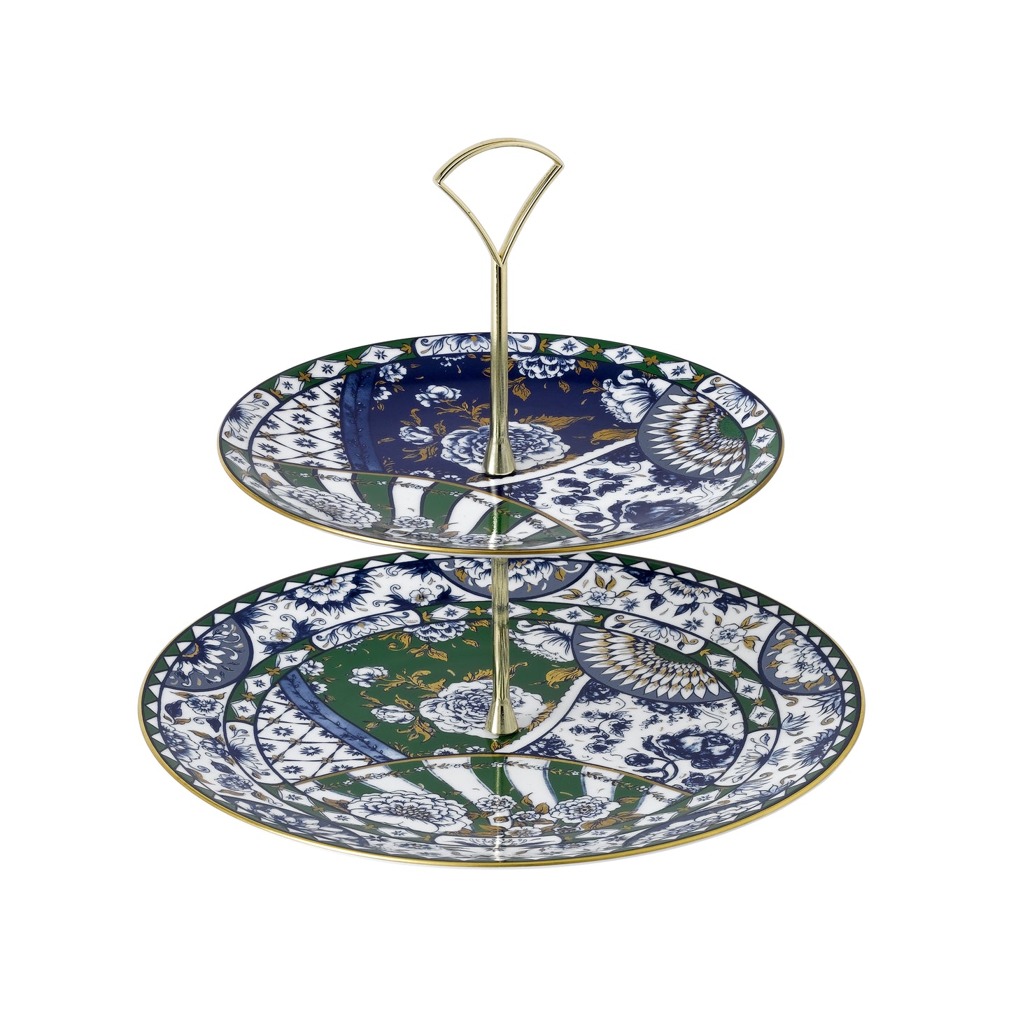 Royal Crown Derby Victorias Garden Blue and Green Cake Stand