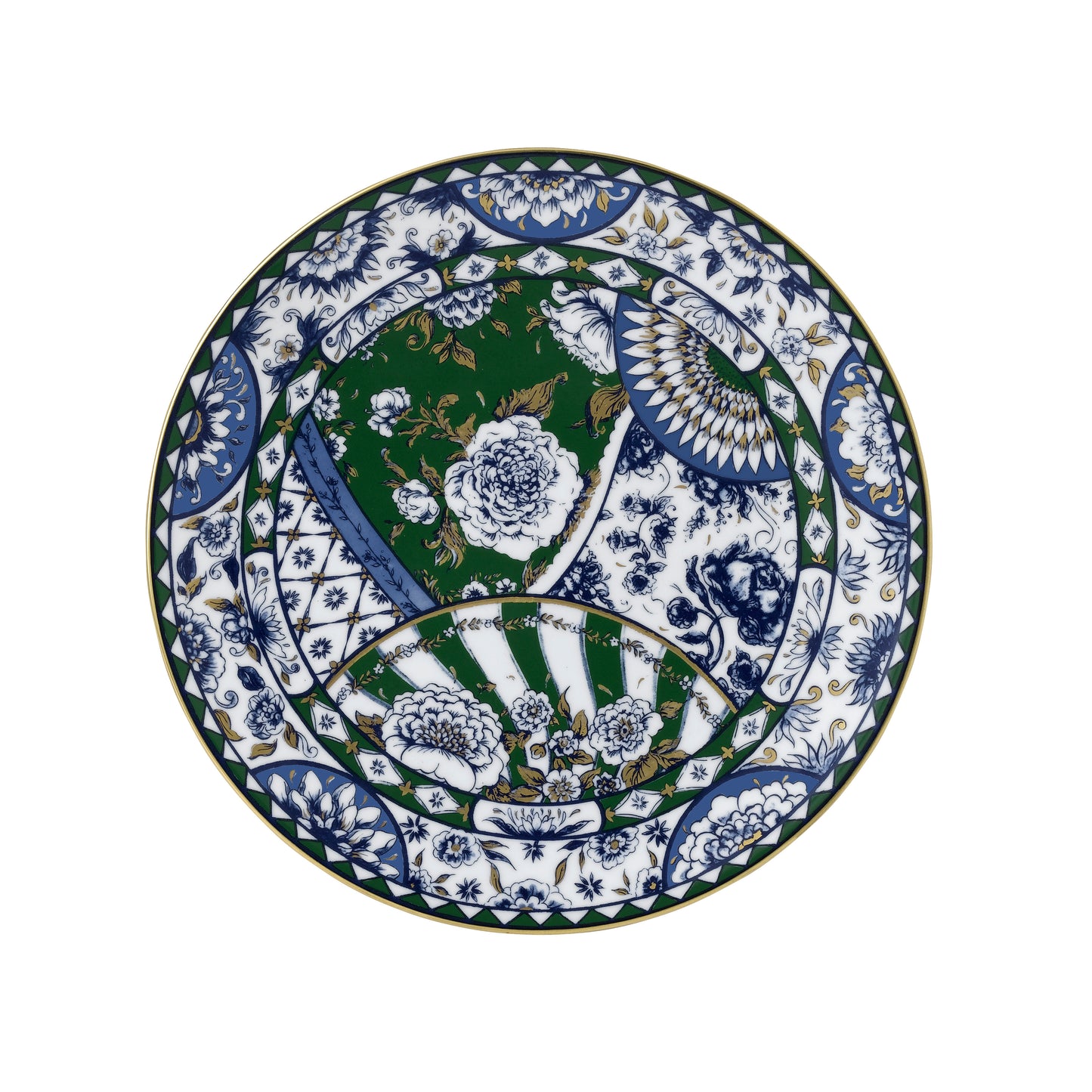 Royal Crown Derby Victorias Garden Blue and Green Plate