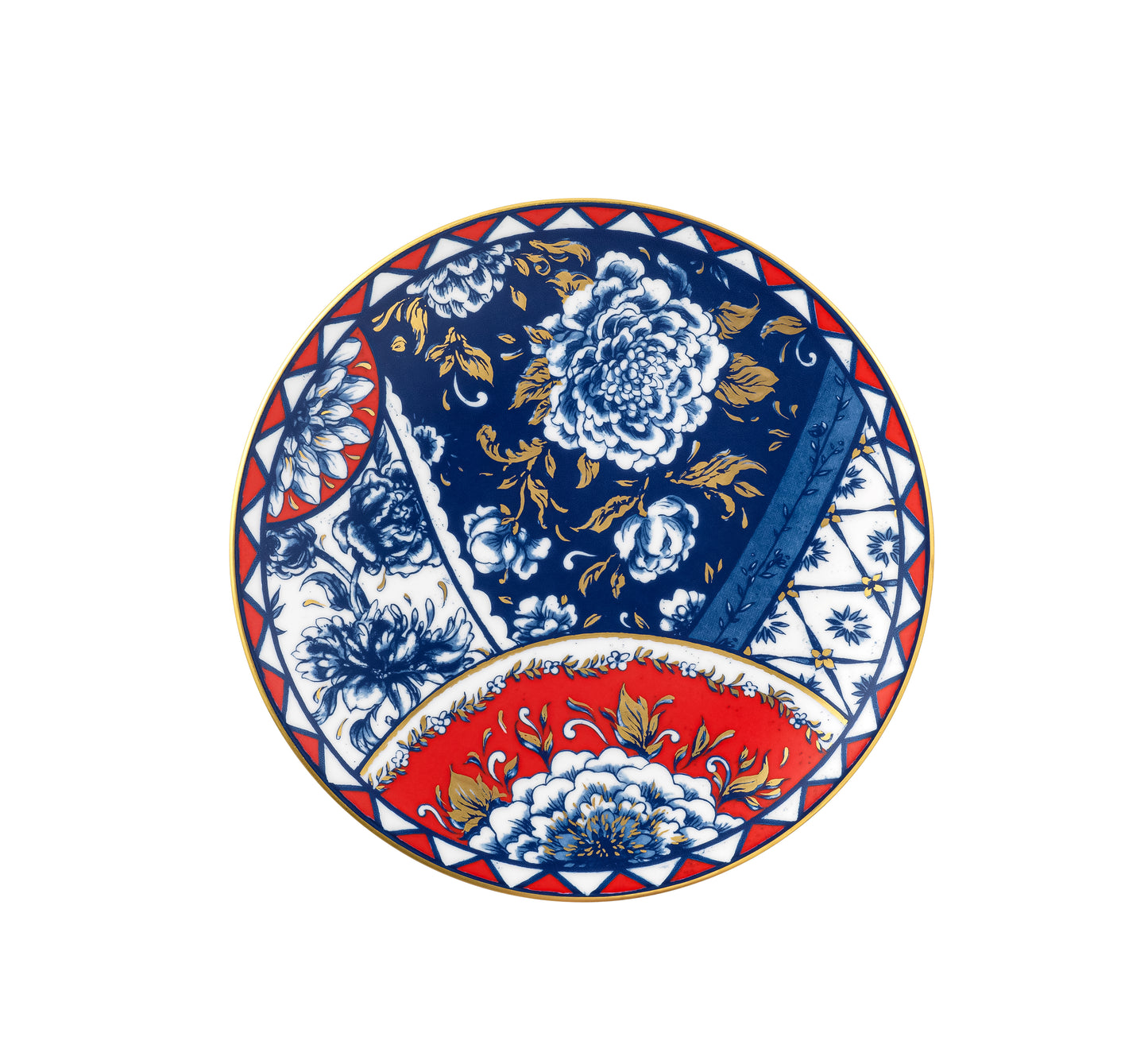 Royal Crown Derby Victorias Garden Blue and Red 16cm Full Cover Plate